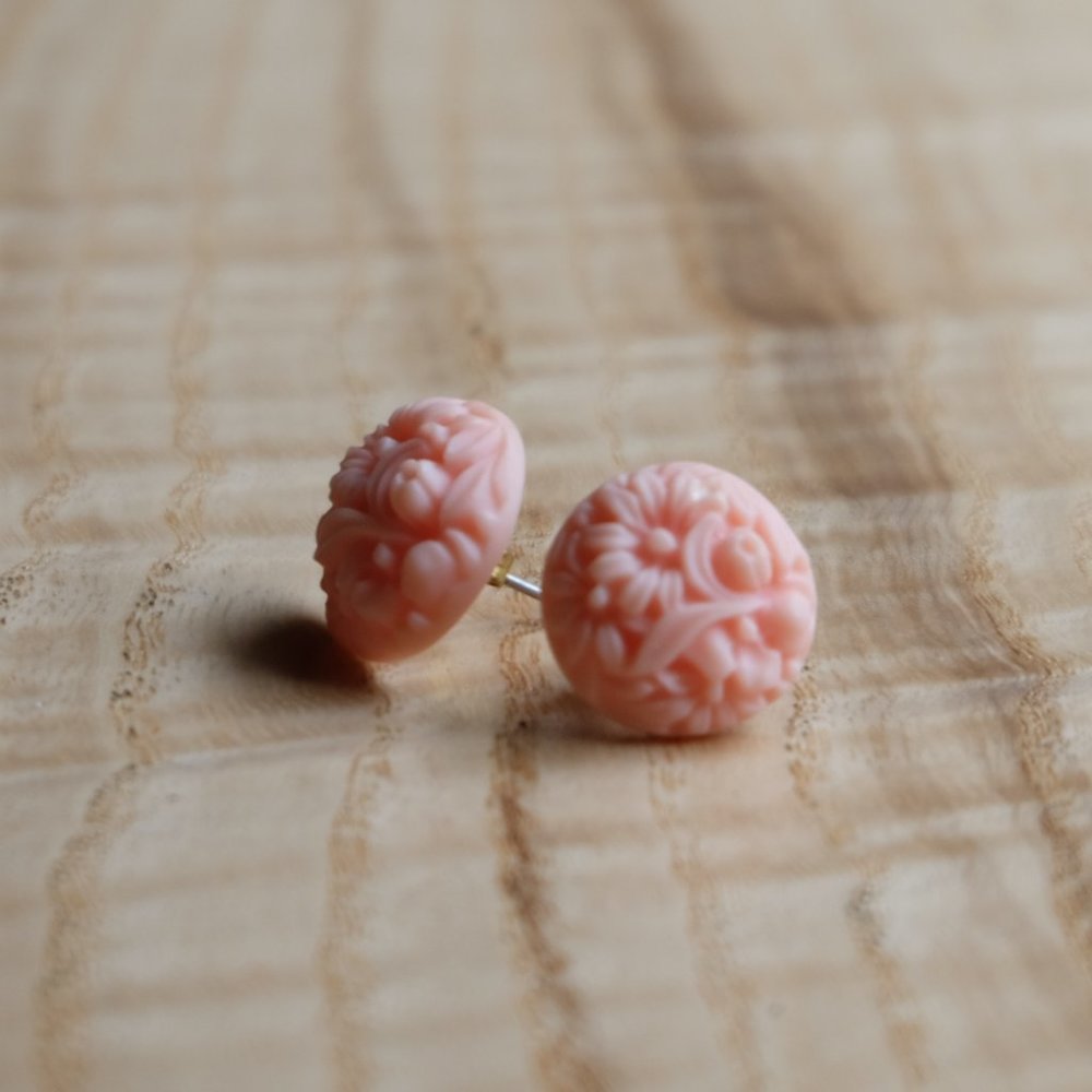 Pale Pink Floral Stud Earrings